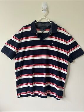 Tommy Hilfiger Striped Polo Shirt Flag Logo